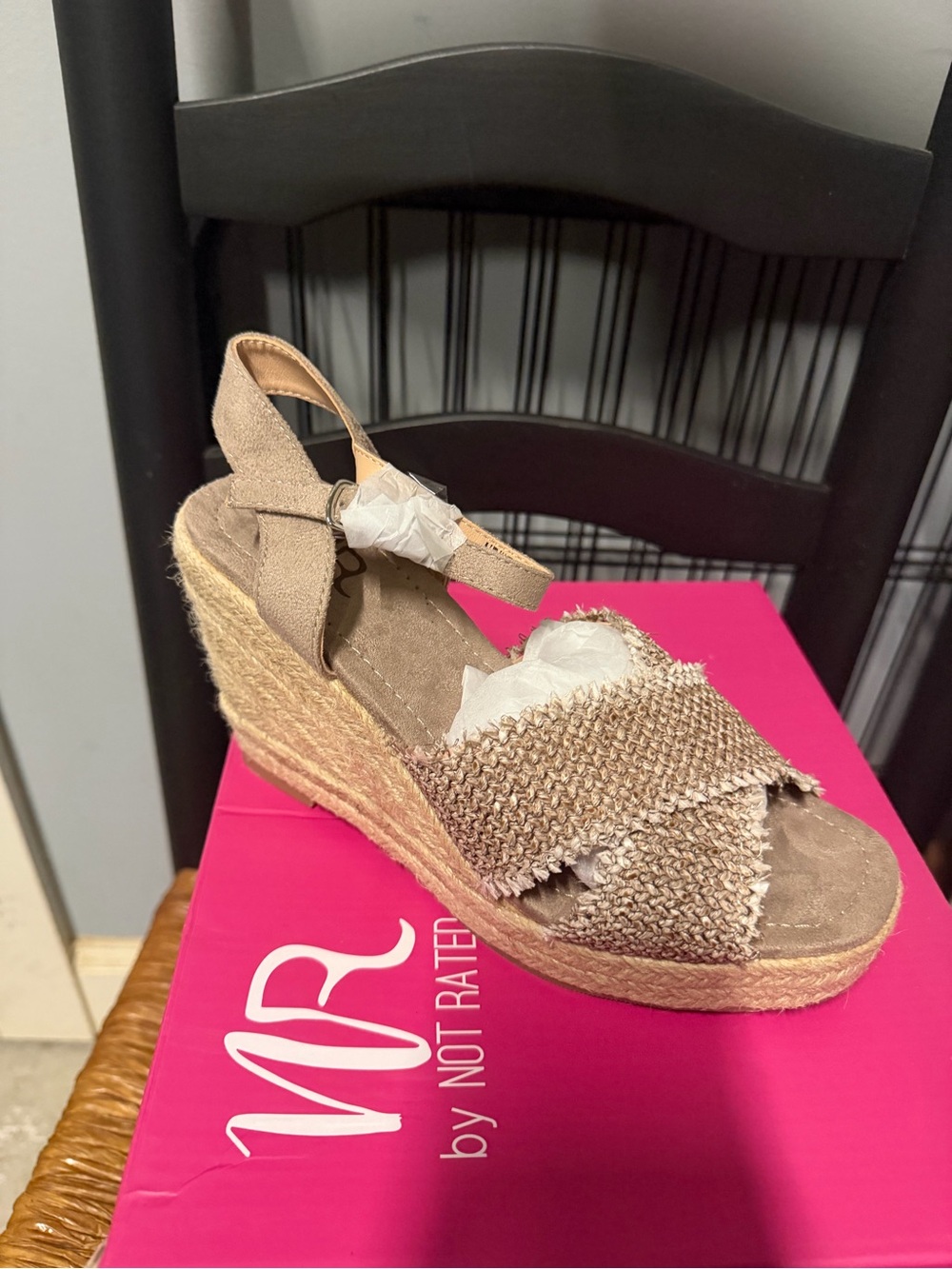 Not Rated Taupe Espadrille Wedge Sandal